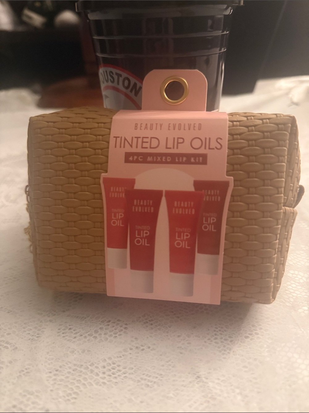 Tinted Lip Oils - Pink 4pc Mixed Kit purse with seashell accessories